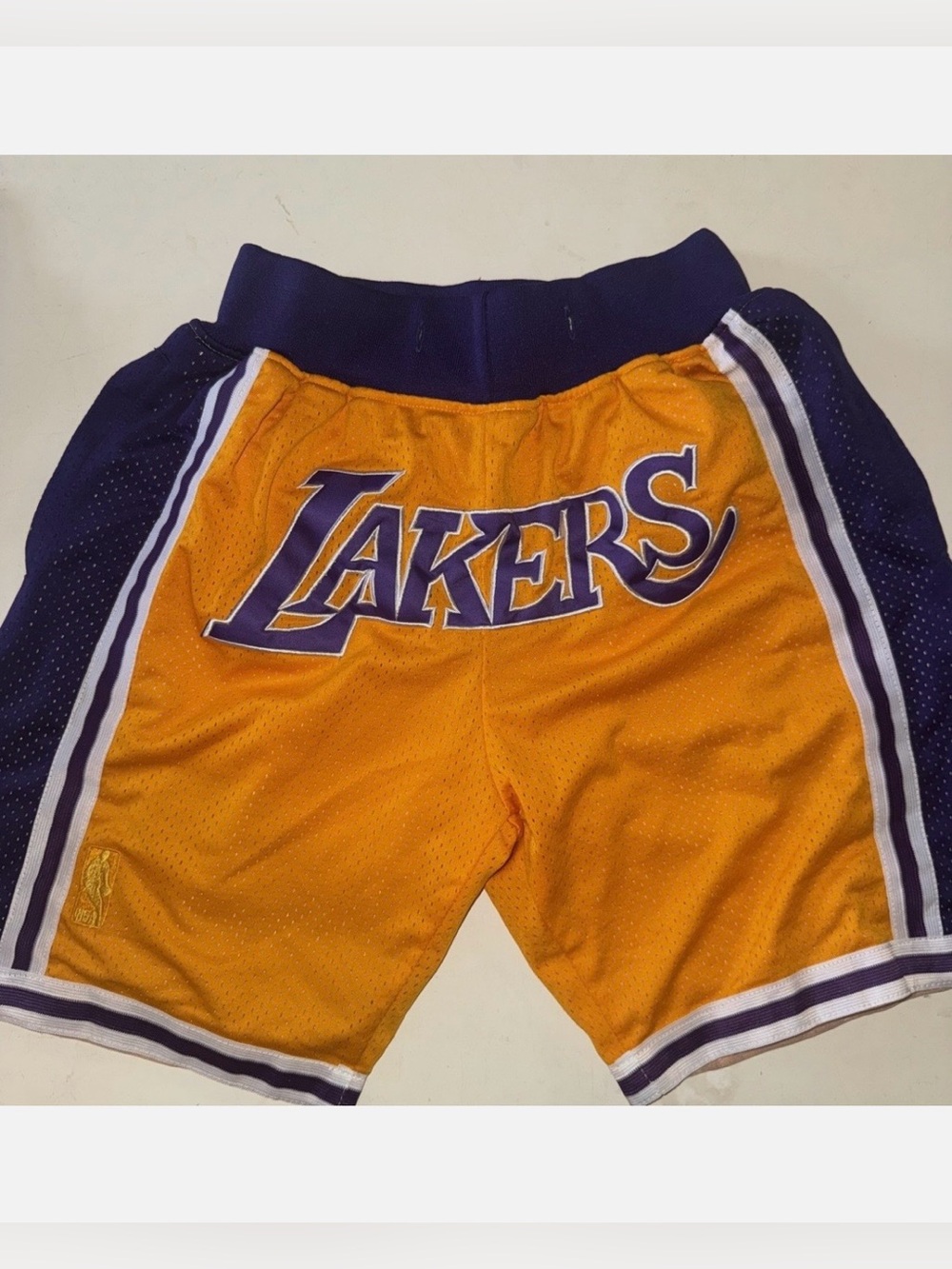 Los Angeles Lakers Yellow 1996-1997 NBA Season Retro Mesh Basketball Shorts